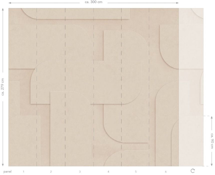 3D Geometrická vliesová fototapeta na stenu, béžová, 159379, Bloom, Esta Home