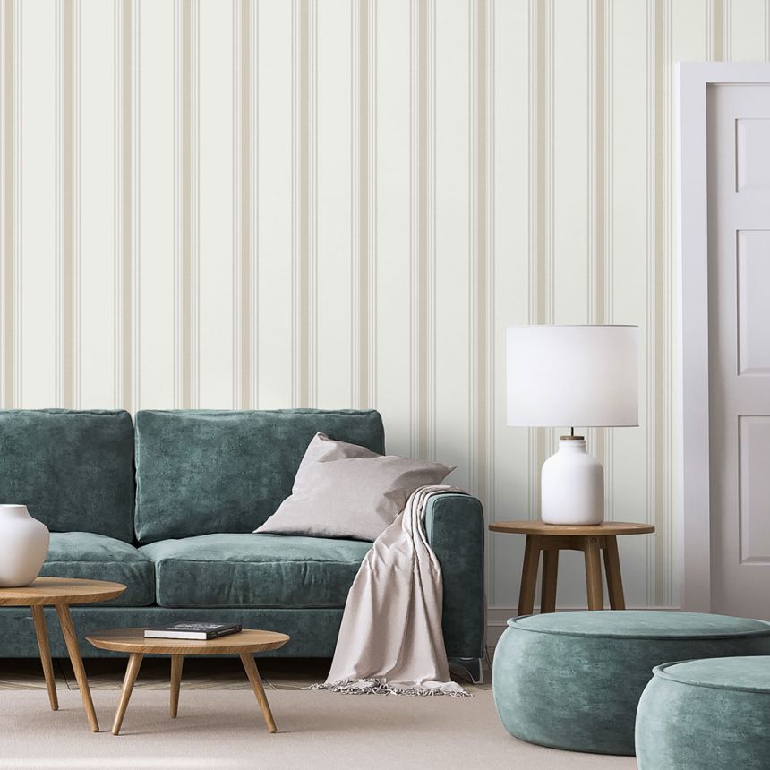 Vliesová tapeta na stenu, béžová, pruhy,  9810-2, Essential Stripes, ICH Wallcoverings