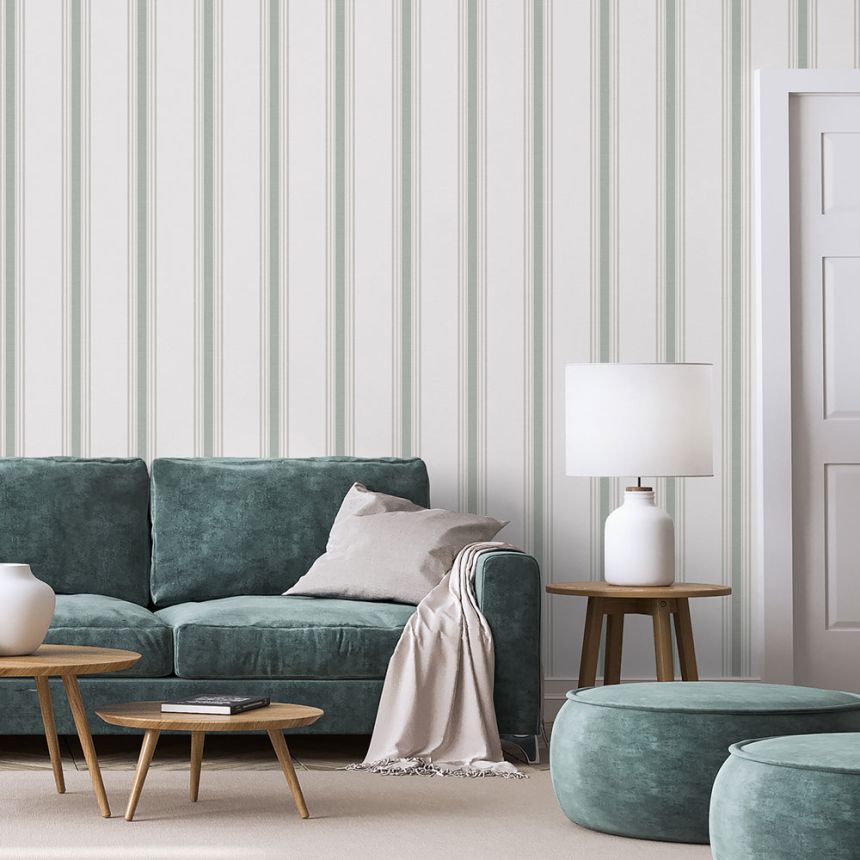 Vliesová tapeta na stenu, zelená, pruhy,  9810-4, Essential Stripes, ICH Wallcoverings