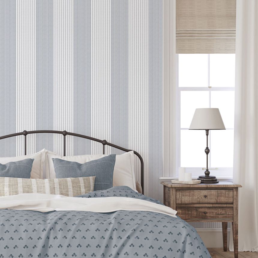 Vliesová tapeta na stenu, modrá, pruhy,  9811-1, Essential Stripes, ICH Wallcoverings