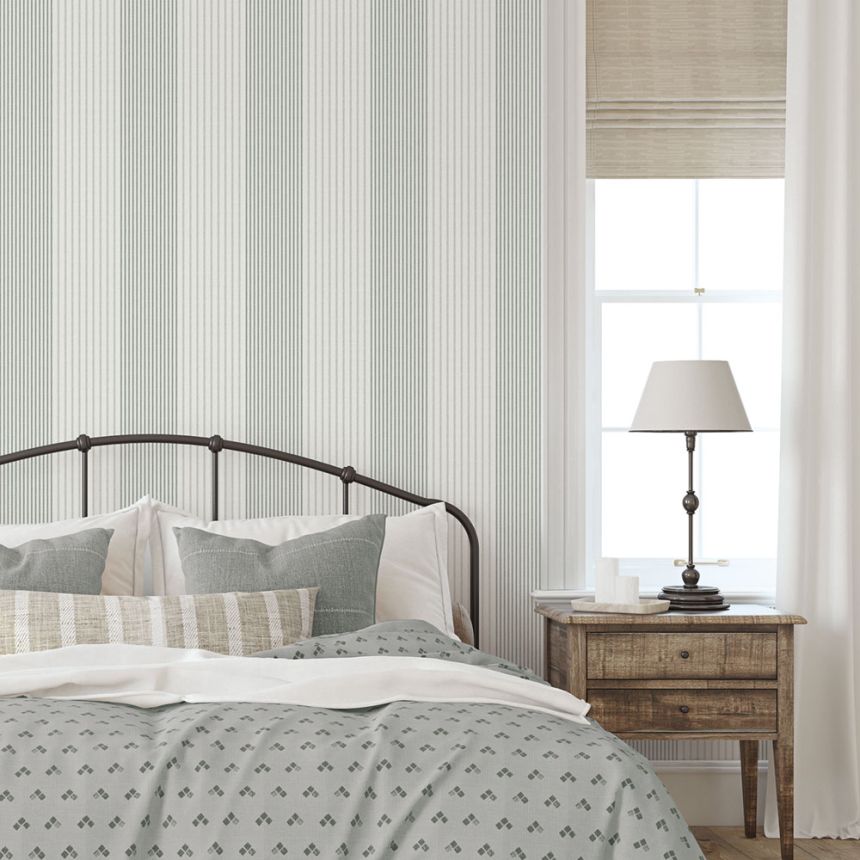 Vliesová tapeta na stenu, zelená, pruhy,  9811-4, Essential Stripes, ICH Wallcoverings