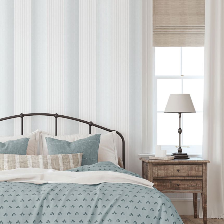 Vliesová tapeta na stenu, modrá, pruhy,  9811-5, Essential Stripes, ICH Wallcoverings