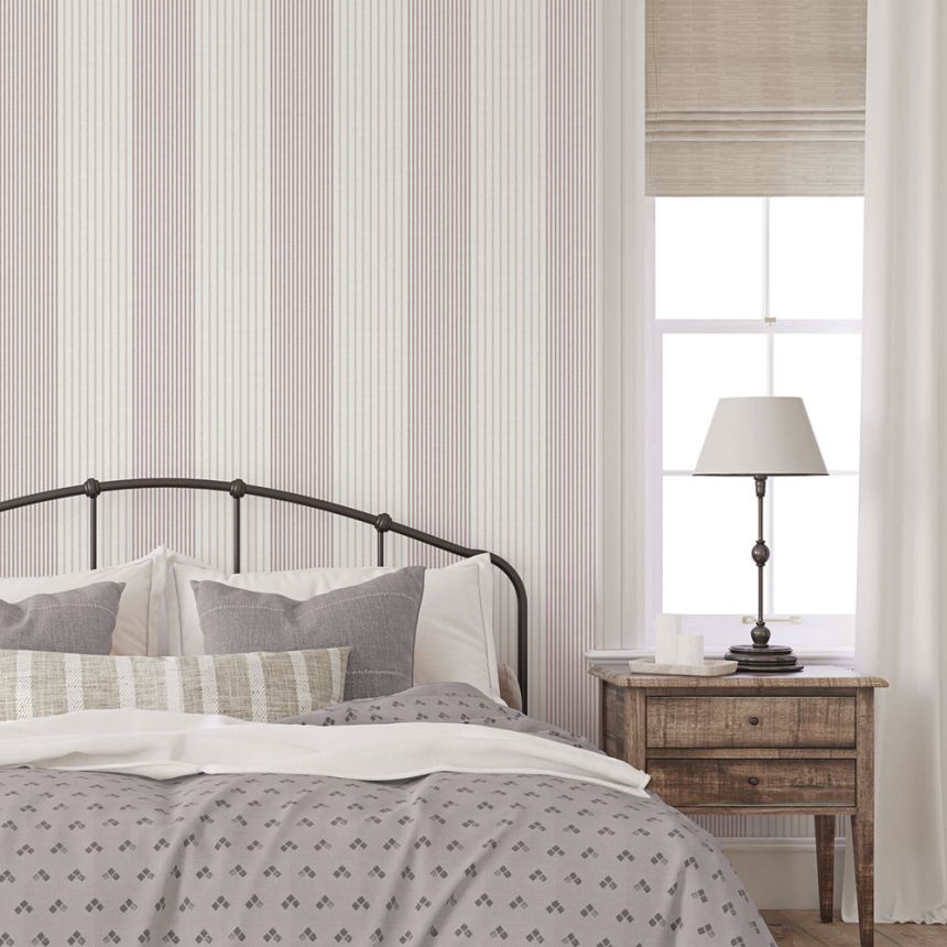 Vliesová tapeta na stenu, ružová, pruhy,  9811-6, Essential Stripes, ICH Wallcoverings