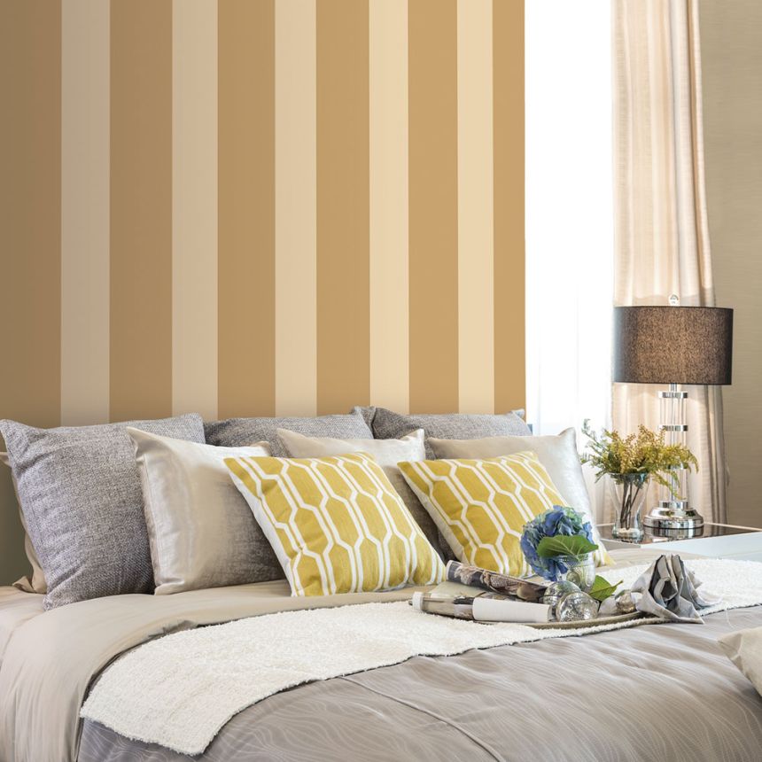 Vliesová tapeta na stenu, okrová, pruhy,  5062-2, Essential Stripes, ICH Wallcoverings