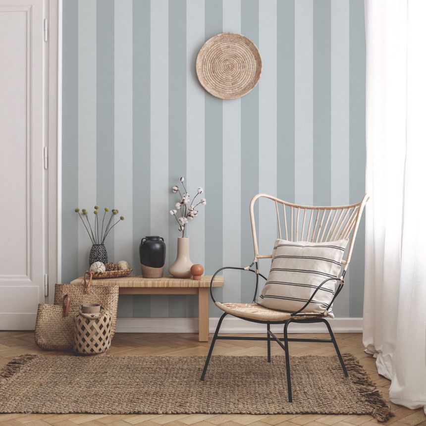 Vliesová tapeta na stenu, modrá, pruhy,  9814-6, Essential Stripes, ICH Wallcoverings