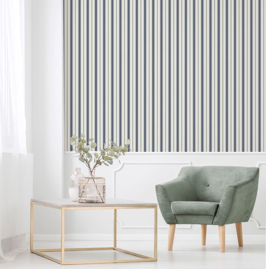 Vliesová tapeta na stenu, modro-zelená, pruhy,  9816-1, Essential Stripes, ICH Wallcoverings