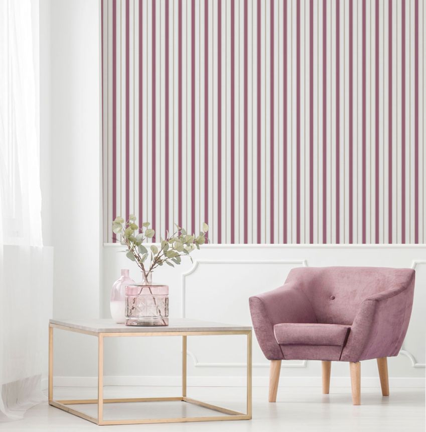 Vliesová tapeta na stenu, červeno-béžová, pruhy,  9816-6, Essential Stripes, ICH Wallcoverings