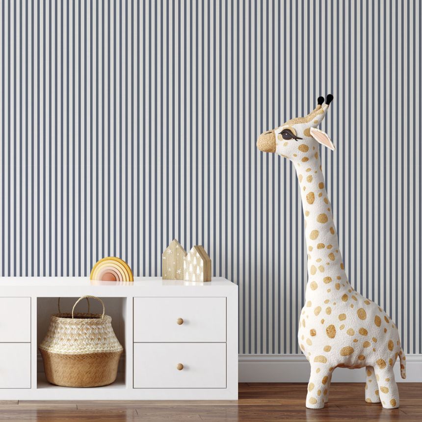 Vliesová tapeta na stenu, modro-biela, pruhy,  9817-1, Essential Stripes, ICH Wallcoverings