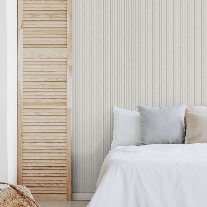 Vliesová tapeta na stenu, červeno-biela, pruhy,  9818-4, Essential Stripes, ICH Wallcoverings
