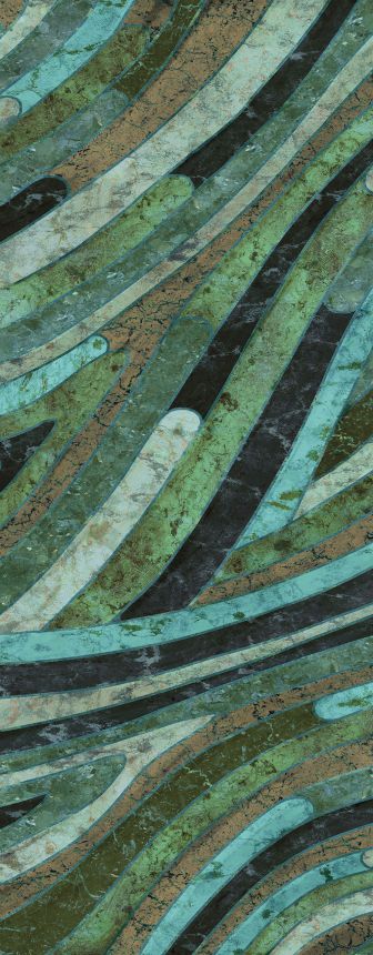 Geometrická vliesová obrazová tapeta na stenu, zelená, DGROC2021-300, Rock, Masureel