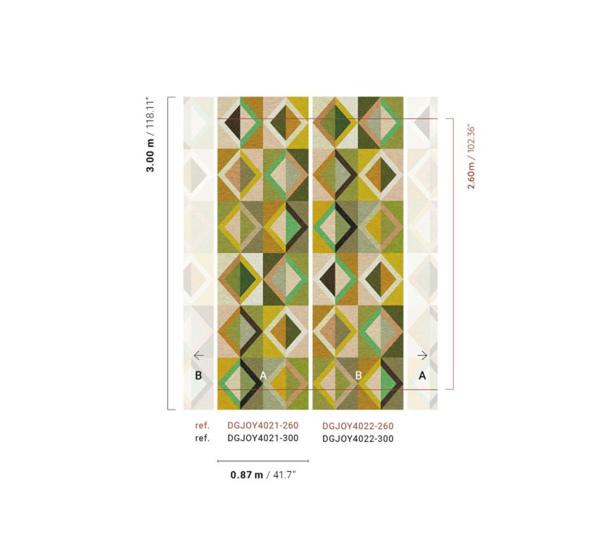 Geometrická vliesová obrazová tapeta na stenu, zelená, DGJOY4022-300, Joy, Masureel
