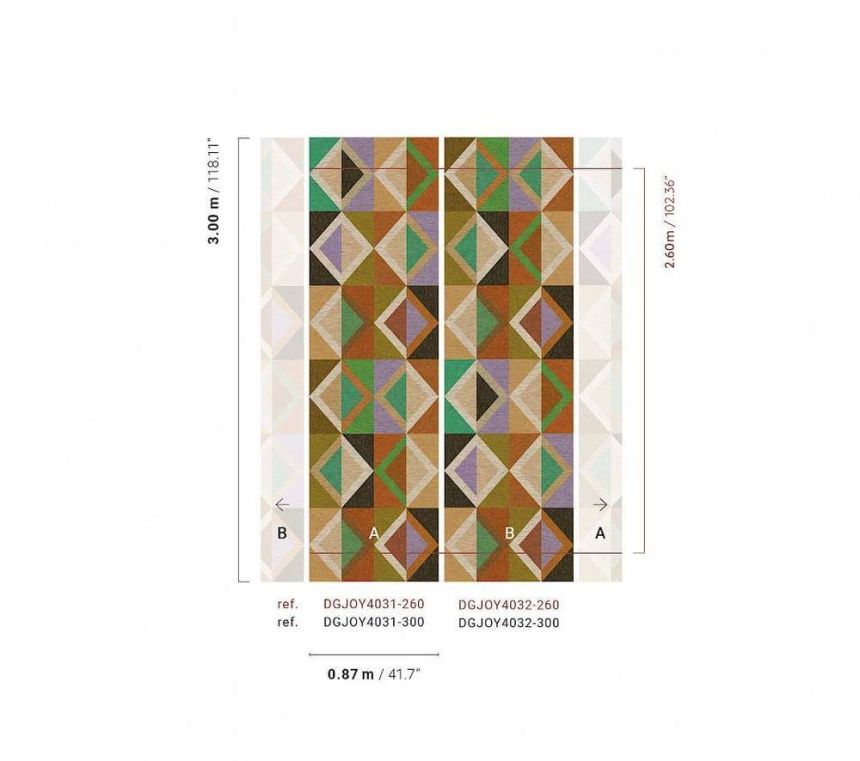 Geometrická vliesová obrazová tapeta na stenu, hnedo-zelená, DGJOY4032-260, Joy, Masureel