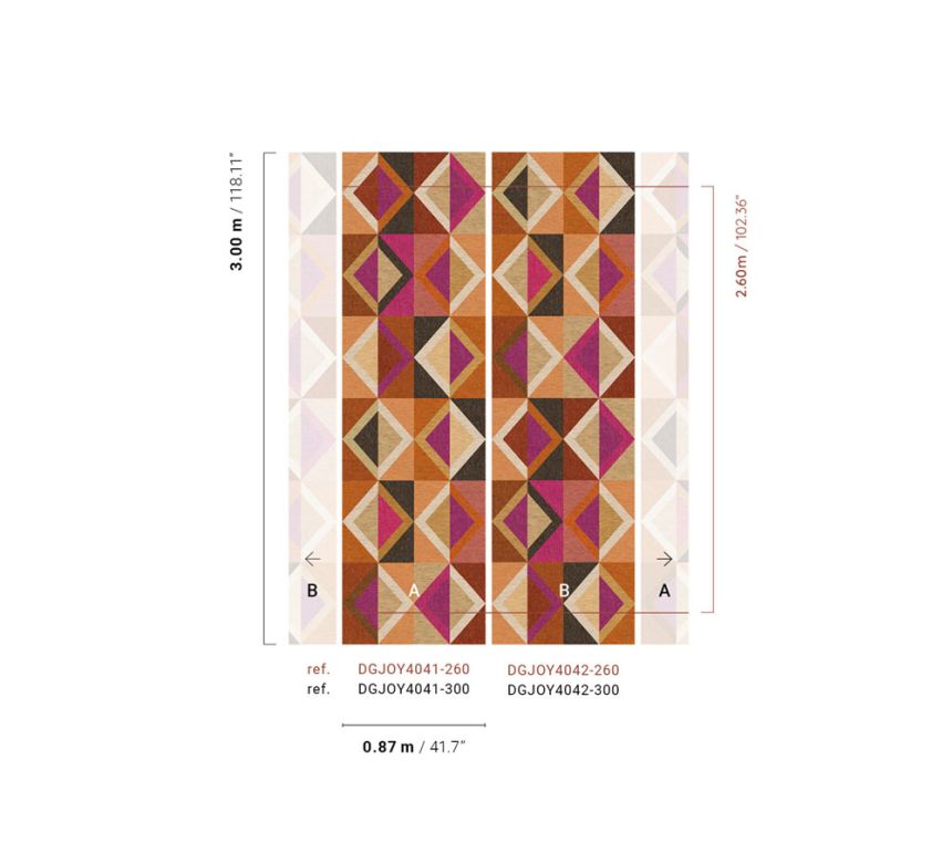 Geometrická vliesová obrazová tapeta na stenu, hnedo-fialová, DGJOY4041-260, Joy, Masureel