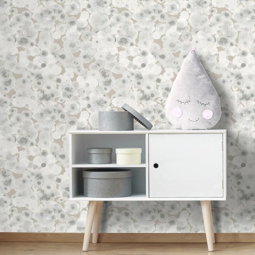 Detská béžová vliesová tapeta na stenu, bubliny, M1054-4, Mika,  ICH Wallcoverings