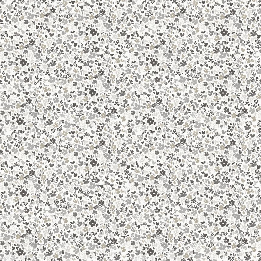 Sivo-biela kvetinová vliesová tapeta na stenu, MG56667, Mika,  ICH Wallcoverings