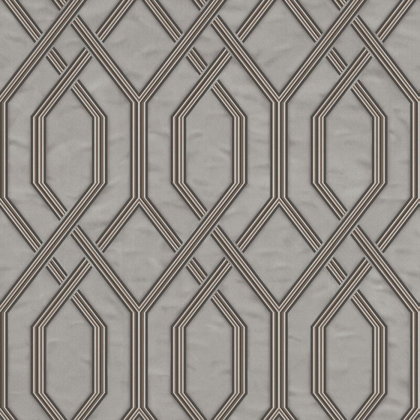Geometrická vliesová tapeta na stenu, sivo-strieborná, 1502-5, Vera, AdaWall
