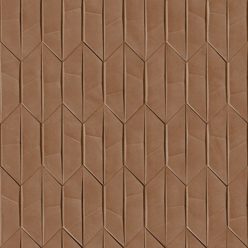 Hnedá geometrická 3D vliesová tapeta na stenu, A65001, Arcadia, Grandeco