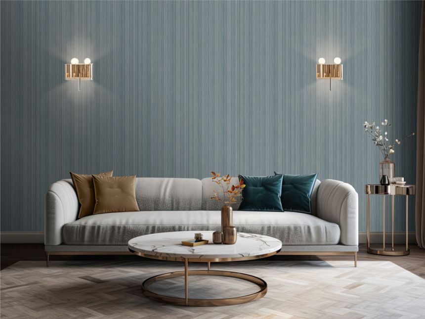 Luxusná vliesová tapeta na stenu, modro-sivá, imitácia látky, M66501, Venezia, Ugépa