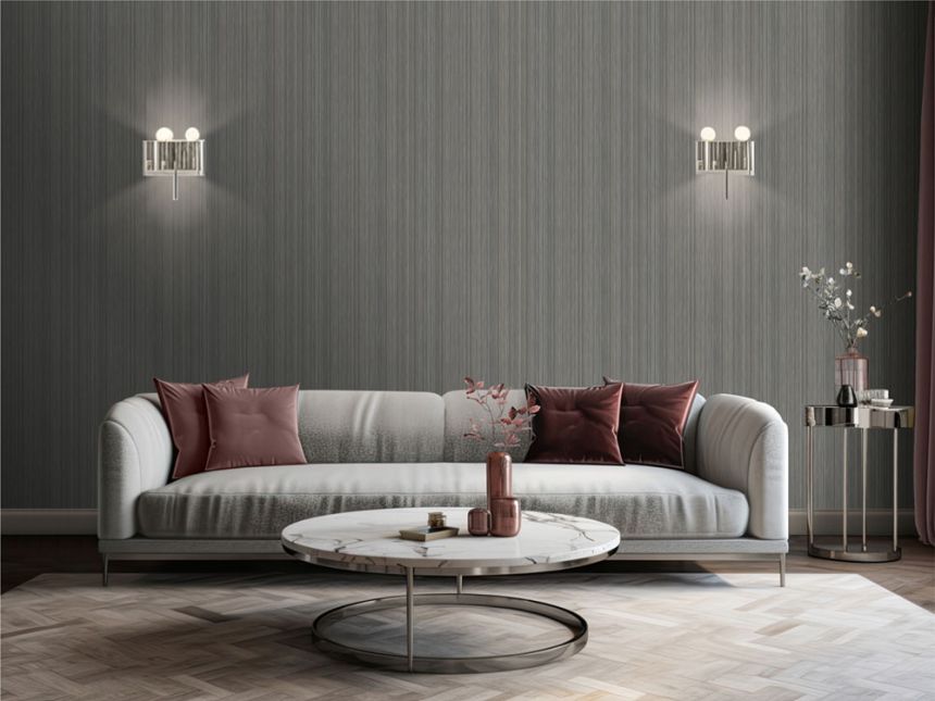 Luxusná vliesová tapeta na stenu, sivo-strieborná, imitácia látky, M66519, Venezia, Ugépa