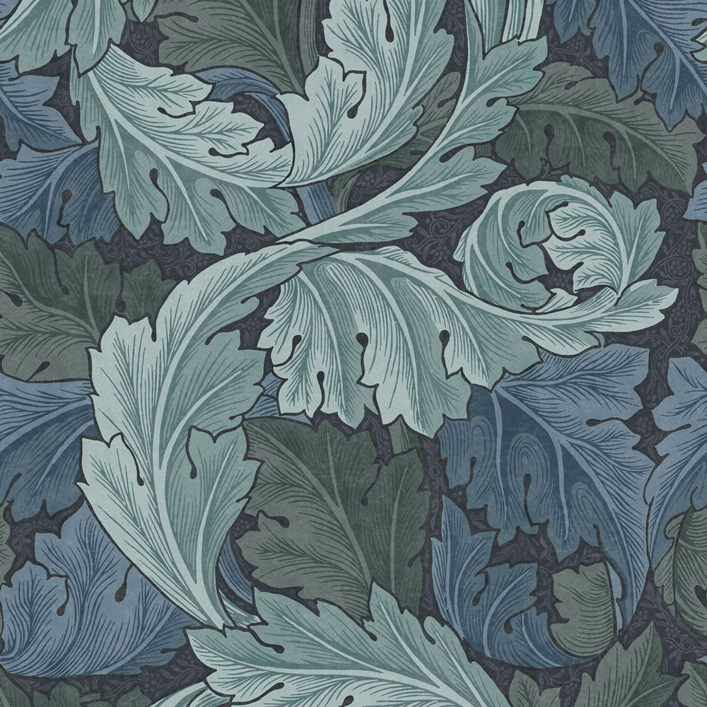 Vliesová tapeta na stenu, modrá, listy, 124225, William Morris At Home