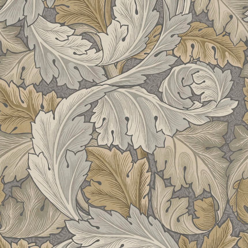 Vliesová tapeta na stenu, sivo-béžová, listy, 124226, William Morris At Home