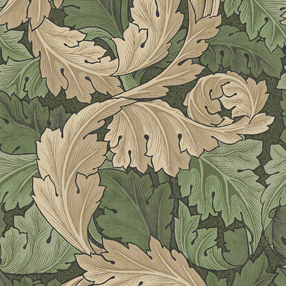 Vliesová tapeta na stenu, zeleno-béžová, listy, 124227, William Morris At Home