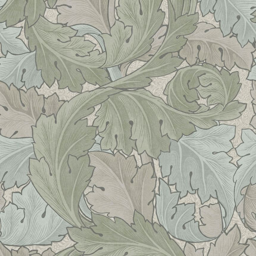 Vliesová tapeta na stenu, modro-zelená, listy, 124228, William Morris At Home