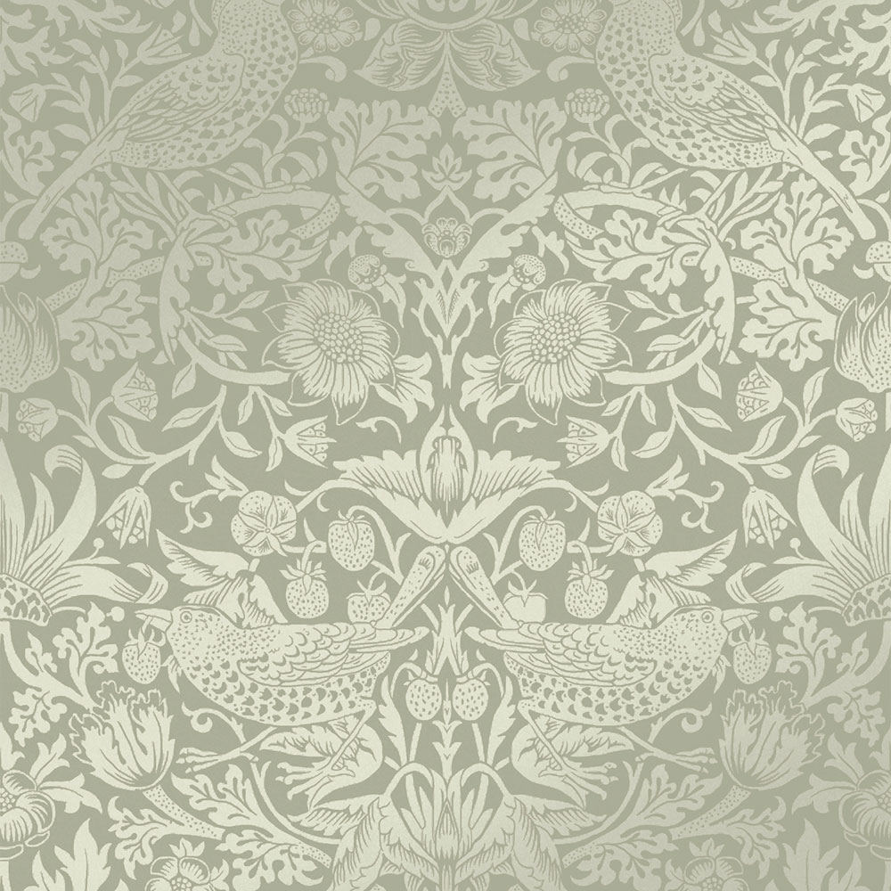 Vliesová tapeta na stenu, zelená, kvety, vtáky, 124237, William Morris At Home