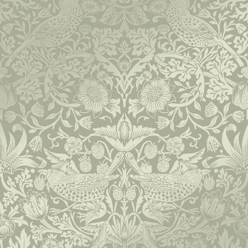 Vliesová tapeta na stenu, zelená, kvety, vtáky, 124237, William Morris At Home