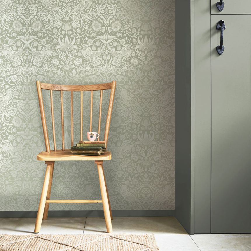 Vliesová tapeta na stenu, zelená, kvety, vtáky, 124237, William Morris At Home