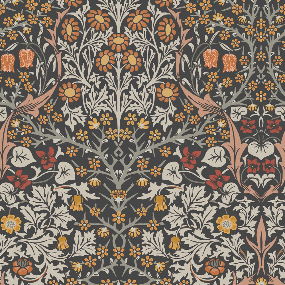 Vliesová tapeta na stenu, sivo-čierna, kvety, listy, 124250, William Morris At Home
