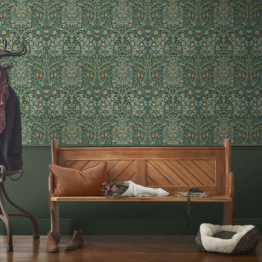 Vliesová tapeta na stenu, zelená, kvety, listy, 124252, William Morris At Home