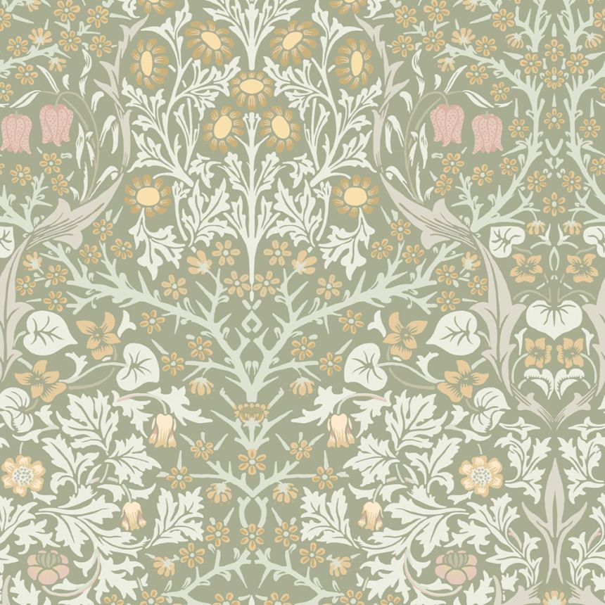 Vliesová tapeta na stenu, zelená, kvety, listy, 124253, William Morris At Home