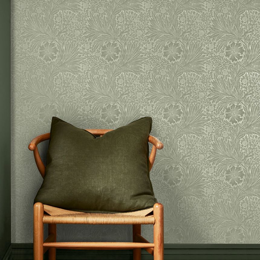 Vliesová tapeta na stenu, zelená, kvety, listy, 124256, William Morris At Home