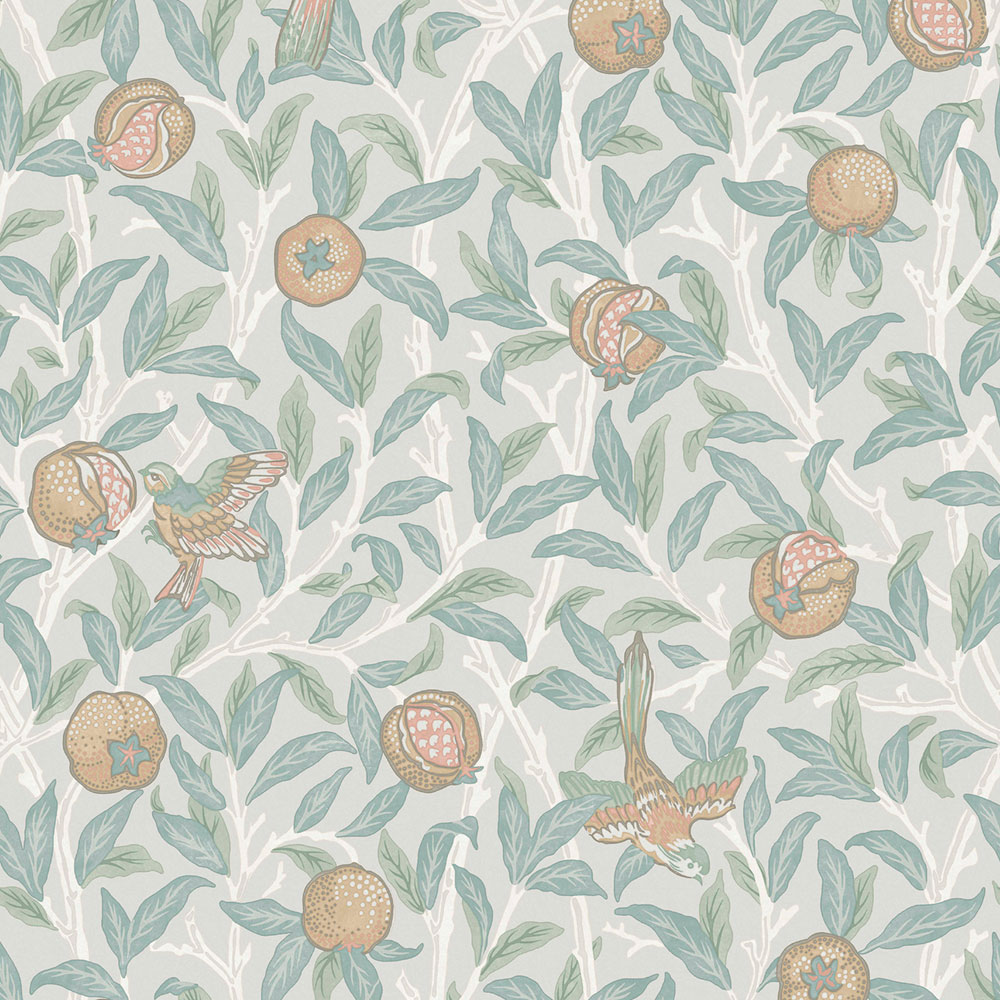 Vliesová tapeta na stenu, modro-zelená, vetvičky, vtáky, 124261, William Morris At Home