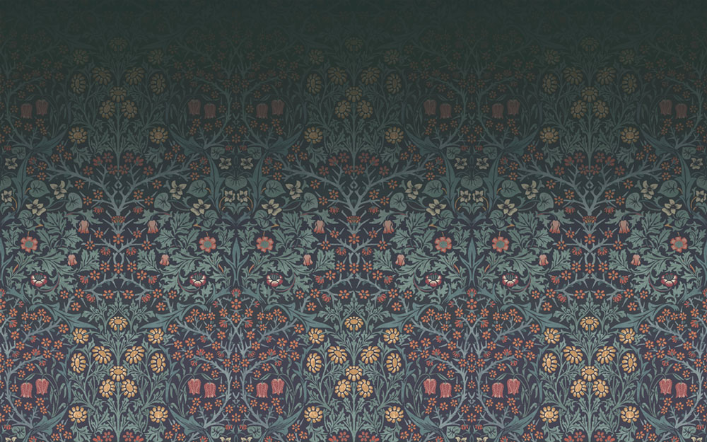 Vliesová obrazová tapeta na stenu, modrá, kvety, vtáky, 125328, William Morris At Home