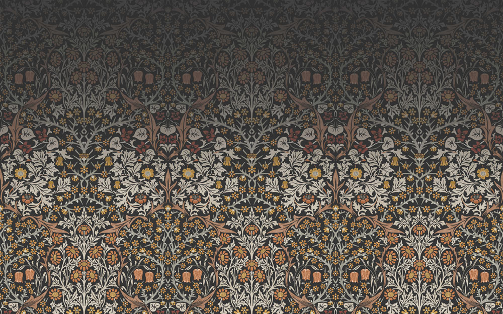 Vliesová obrazová tapeta na stenu, sivo-čierna, kvety, listy, 125337, William Morris At Home