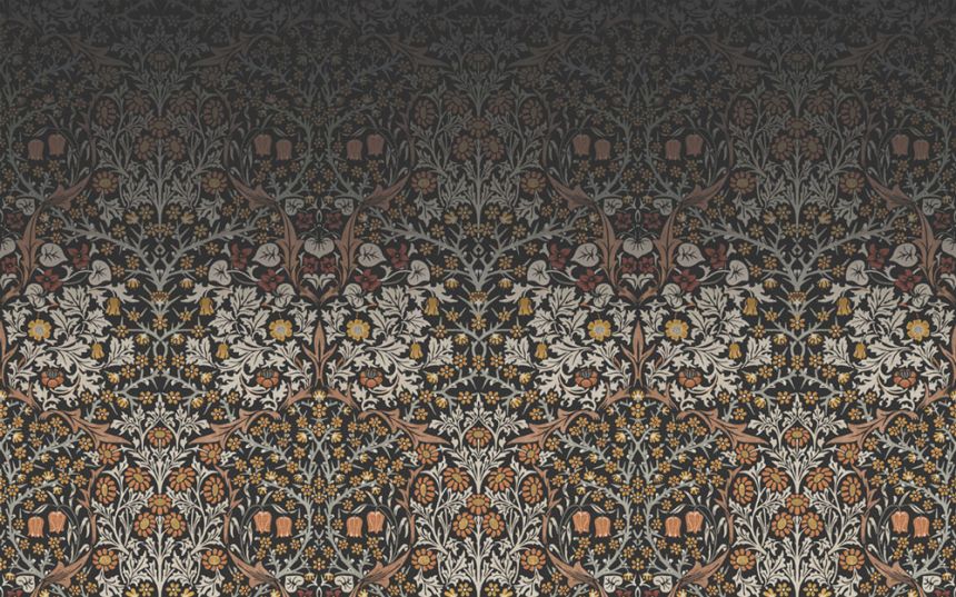 Vliesová obrazová tapeta na stenu, sivo-čierna, kvety, listy, 125337, William Morris At Home