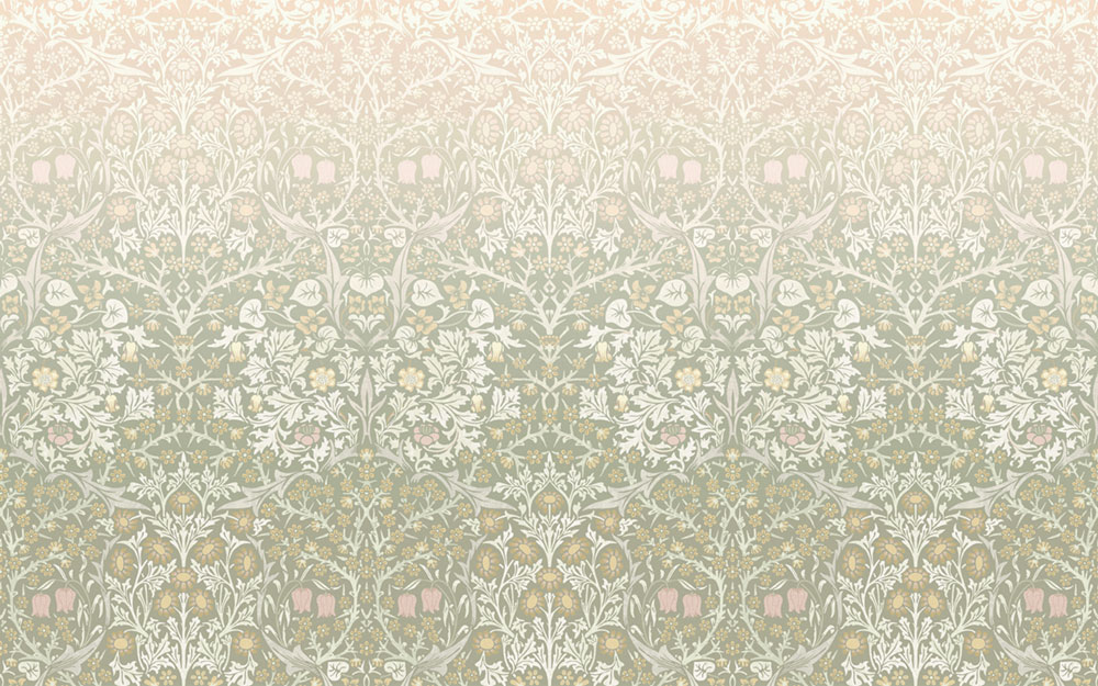 Vliesová obrazová tapeta na stenu, zeleno-růžová, kvety, vtáky, 125355, William Morris At Home