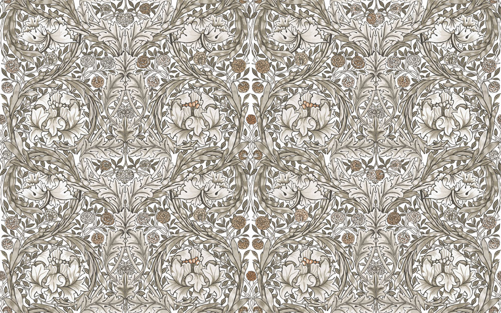 Vliesová obrazová tapeta na stenu, sivo-béžová, kvety, 125409, William Morris At Home