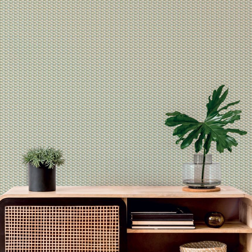 Luxusná geometrická vliesová tapeta na stenu, sivo-béžová, Z15510, Mini Trend, Zambaiti Parati