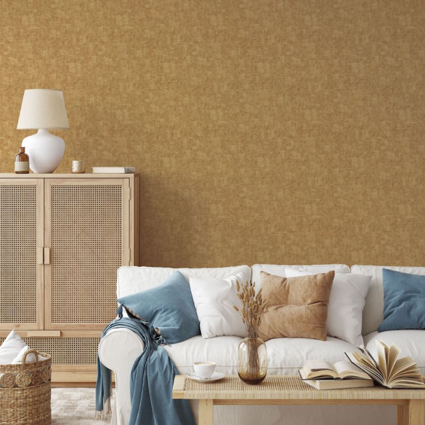 Luxusná vliesová tapeta na stenu, okrová, imitácia látky, Z15527, Mini Trend, Zambaiti Parati
