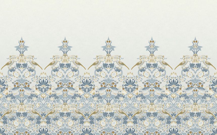 Vliesová obrazová tapeta na stenu, modrá, kvety, vtáky, 125319, William Morris At Home