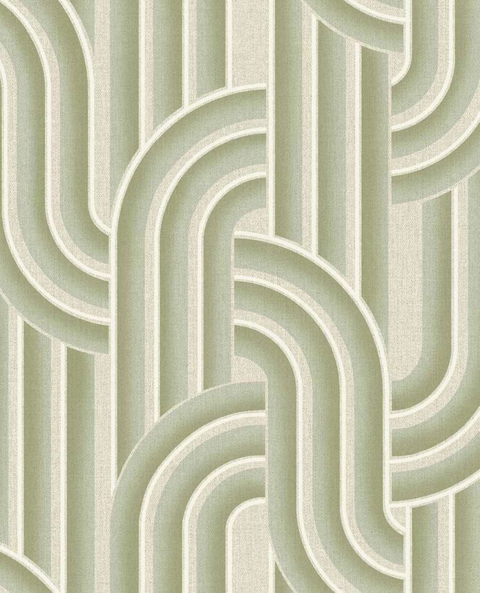 Geometrická vliesová tapeta na stenu, zeleno-béžová, retro, 340561, Groovy, Eijffinger