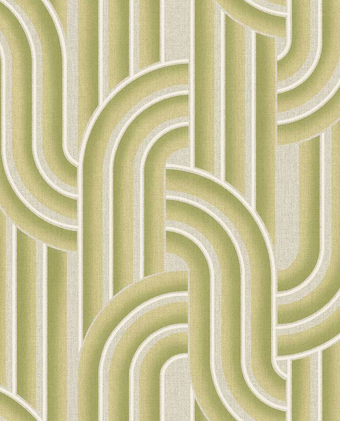 Geometrická vliesová tapeta na stenu, zeleno-béžová, retro, 340562, Groovy, Eijffinger