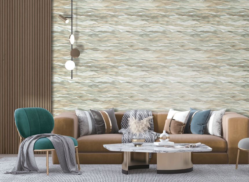 Vliesová tapeta na stenu, béžová, vlnky, mramor, SA524042, Santa Fe, Design ID