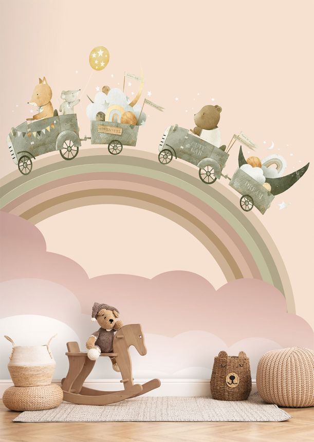 Detská vliesová obrazová tapeta na stenu, zvieratká, duha, CW6002-2, Cute Walls, Decoprint