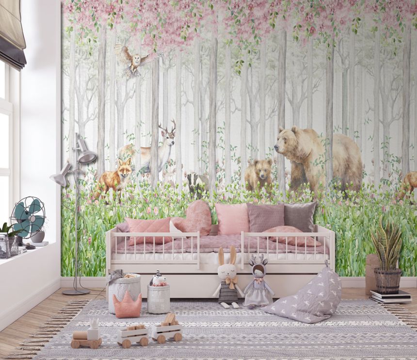 Vliesová obrazová tapeta na stenu, lesné zvieratá, CW6045-1, Cute Walls, Decoprint