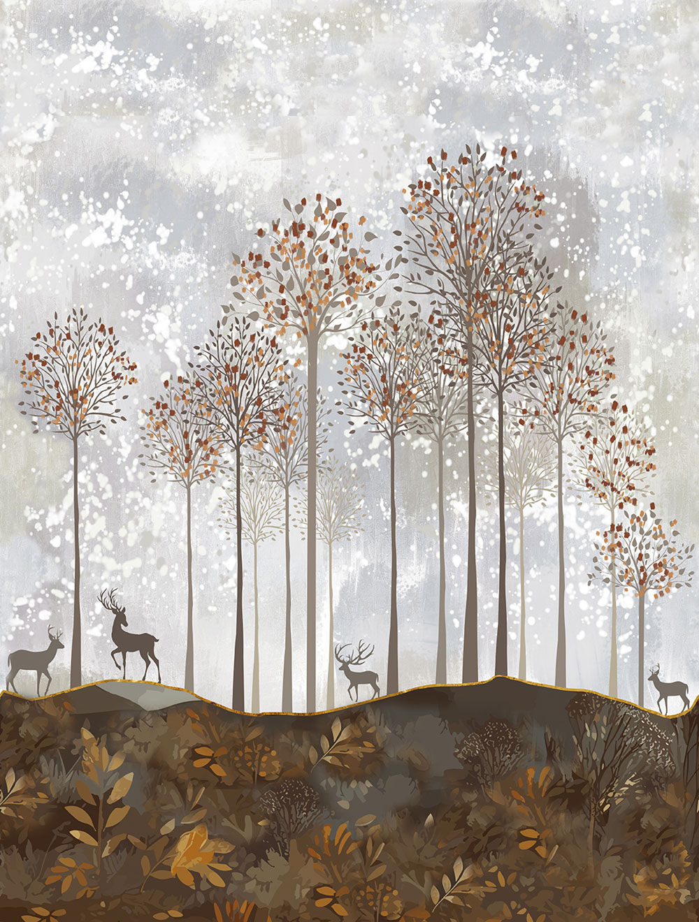 Detská vliesová obrazová tapeta na stenu, jelene, les, CW6047-2, Cute Walls, Decoprint