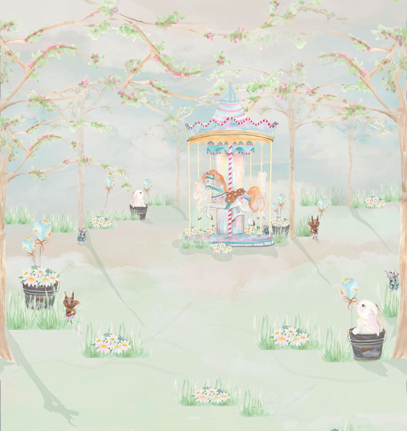 Detská vliesová obrazová tapeta na stenu, kolotoč, CW6111-1, Cute Walls, Decoprint